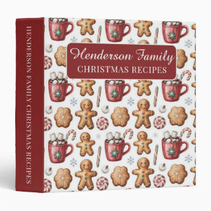 Christmas Holiday Name Gingerbread Cookie Pattern 3 Ring Binder