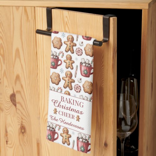 Christmas Holiday Name Gingerbread Cookie Pattern Kitchen Towel