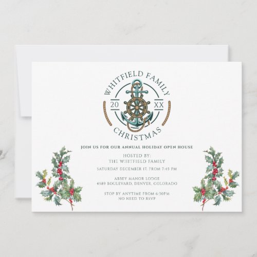 Christmas Holiday Nautical Open House Party Invitation