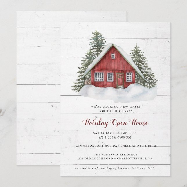 Christmas Holiday New Home Holiday Open House  Invitation (Front/Back)