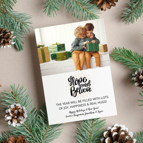 Christmas Holiday New Year  Hope  Believe Photo Holiday Card