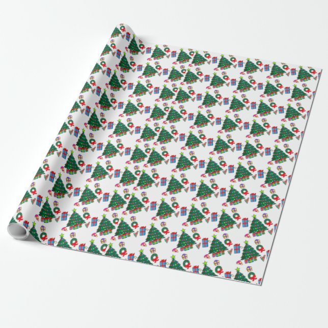 Christmas Holiday Night Gifts Pattern Wrapping Paper (Unrolled)