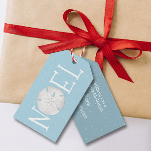 Christmas Holiday Noel Cute Typography Sand Dollar Gift Tags