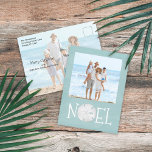 Christmas Holiday Noel Photo Simple Beach Budget<br><div class="desc">This design features Christmas holiday modern Christmas holiday noel simple modern, nautical beach tropical vacation photo, family picture 2 two turquoise, and dollar coastal tropical ocean, seaside sea life turquoise teal, trendy stylish unique typography text, whimsical calligraphy script font, modern holiday island minimalist, Christmas holiday photo budget greeting postcards, simple...</div>