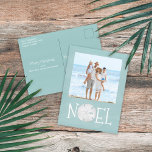 Christmas Holiday Noel Photo Simple Beach Budget<br><div class="desc">This design features Christmas holiday modern Christmas holiday noel simple modern, nautical beach tropical vacation photo, family picture 1 one turquoise, and dollar coastal tropical ocean, seaside sea life turquoise teal, trendy stylish unique typography text, whimsical calligraphy script font, modern holiday island minimalist, Christmas holiday photo budget greeting postcards, simple...</div>