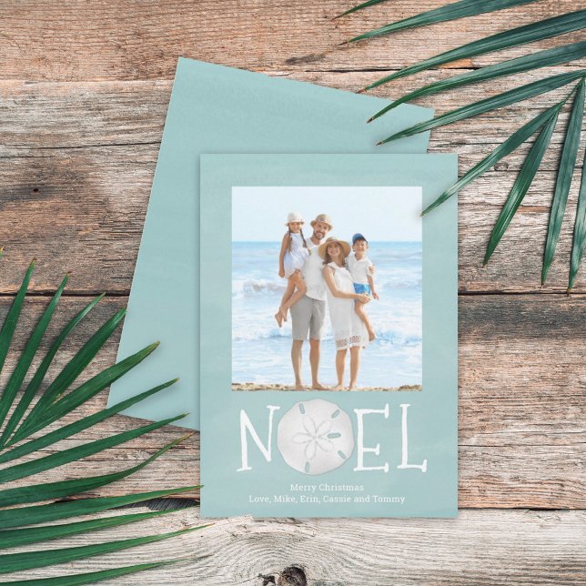Christmas Holiday Noel Photo Simple Trendy Beach  Card (Creator Uploaded)