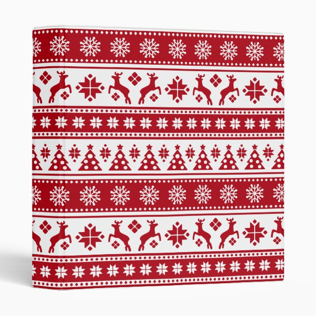 Christmas Holiday Nordic Pattern Cozy 3 Ring Binder (Front/Spine)
