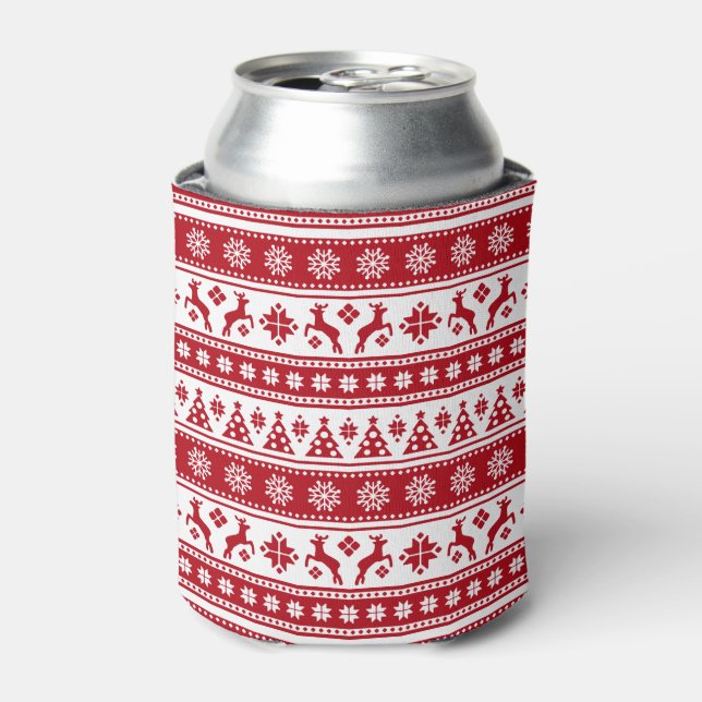 Christmas Holiday Nordic Pattern Cozy Can Cooler (Can Front)