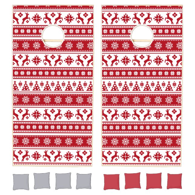 Christmas Holiday Nordic Pattern Cozy Cornhole Set (Set)