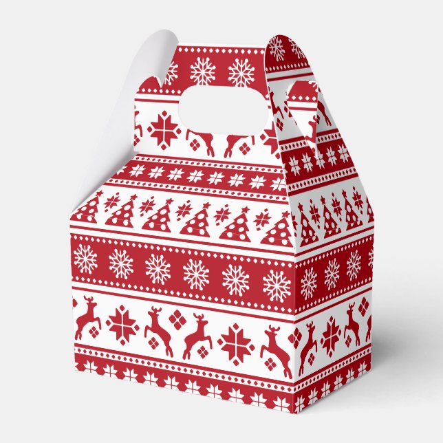 Christmas Holiday Nordic Pattern Cozy Favor Boxes (Front Side)