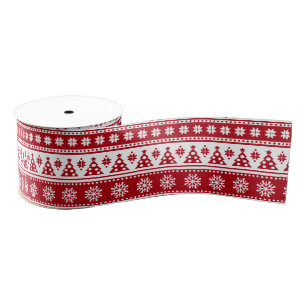 Christmas Holiday Nordic Pattern Cozy Grosgrain Ribbon