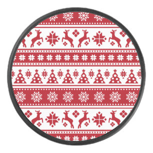 Christmas Holiday Nordic Pattern Cozy Hockey Puck