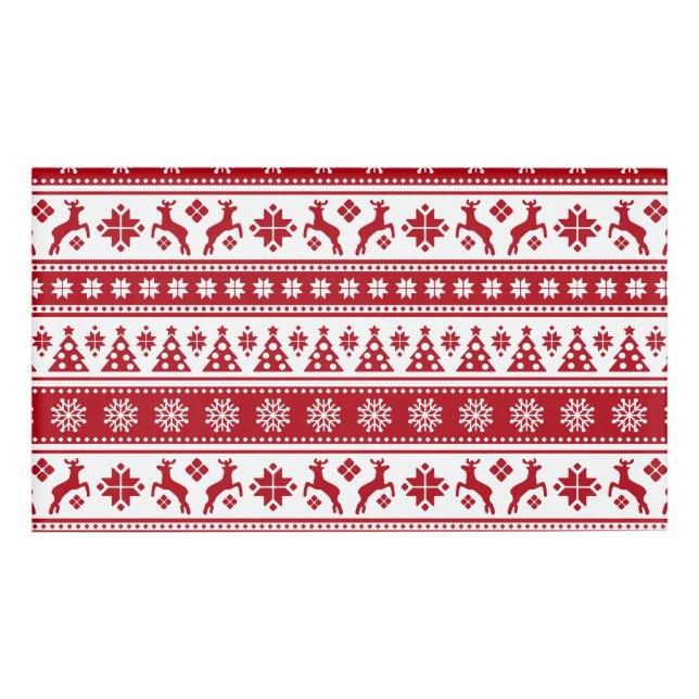 Christmas Holiday Nordic Pattern Cozy Name Tag (Front)
