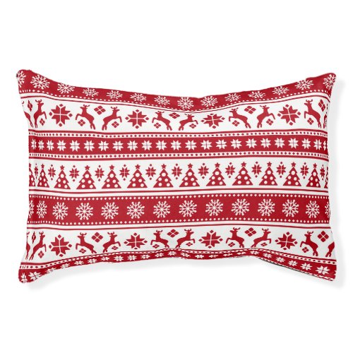 Christmas Holiday Nordic Pattern Cozy Pet Bed