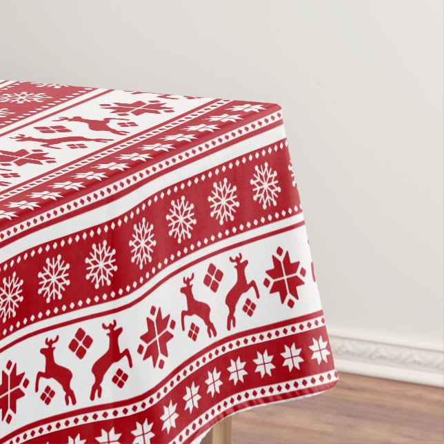 Christmas Holiday Nordic Pattern Cozy Tablecloth (In Situ)