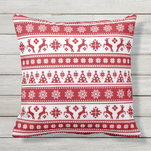 Christmas Holiday Nordic Pattern Cozy Throw Pillow