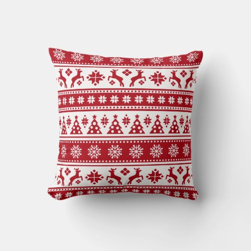 Christmas Holiday Nordic Pattern Cozy Throw Pillow