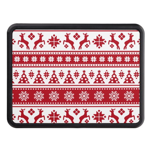 Christmas Holiday Nordic Pattern Cozy Trailer Hitch Cover (Front)