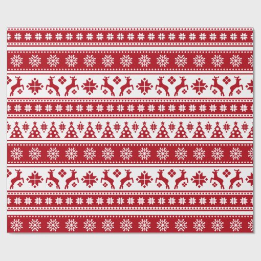 Christmas Holiday Nordic Pattern Cozy Wrapping Paper | Zazzle