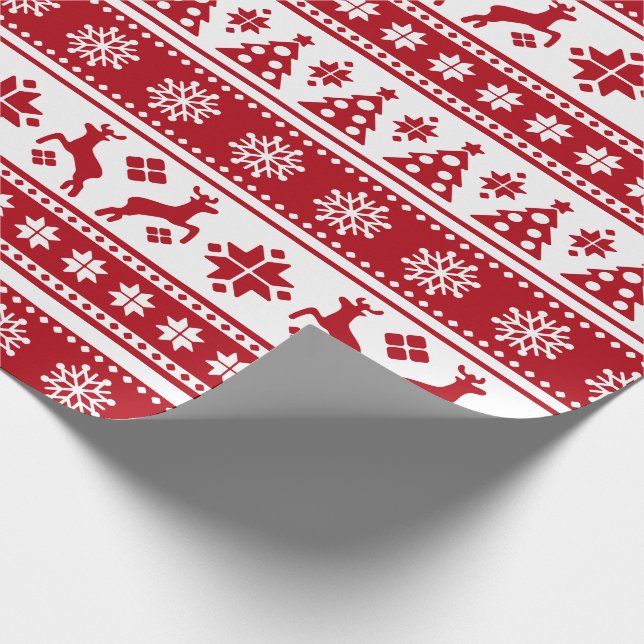 Christmas Holiday Nordic Pattern Cozy Wrapping Paper (Corner)