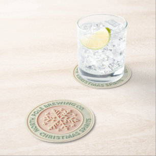 Christmas Holiday North Pole Brewing Round Paper Coaster