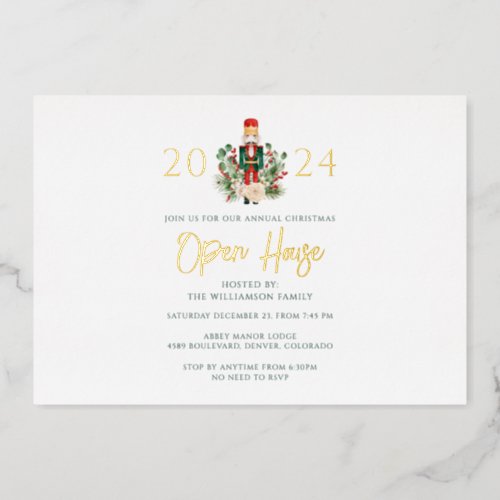 Christmas Holiday Nutcracker Open House Party Gold Foil Invitation