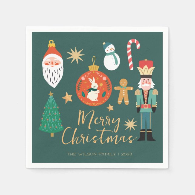 Christmas Holiday Nutcracker Santa Cookie Napkins (Front)