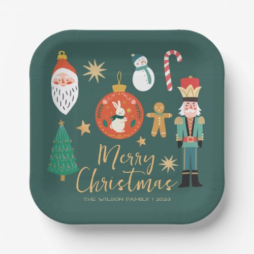 Christmas Holiday Nutcracker Santa Cookie Paper Plates