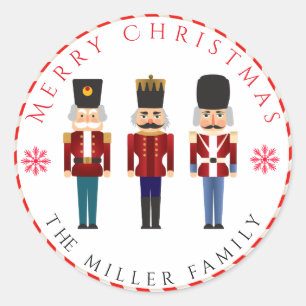 Christmas Holiday Nutcracker Trio Classic Round Sticker
