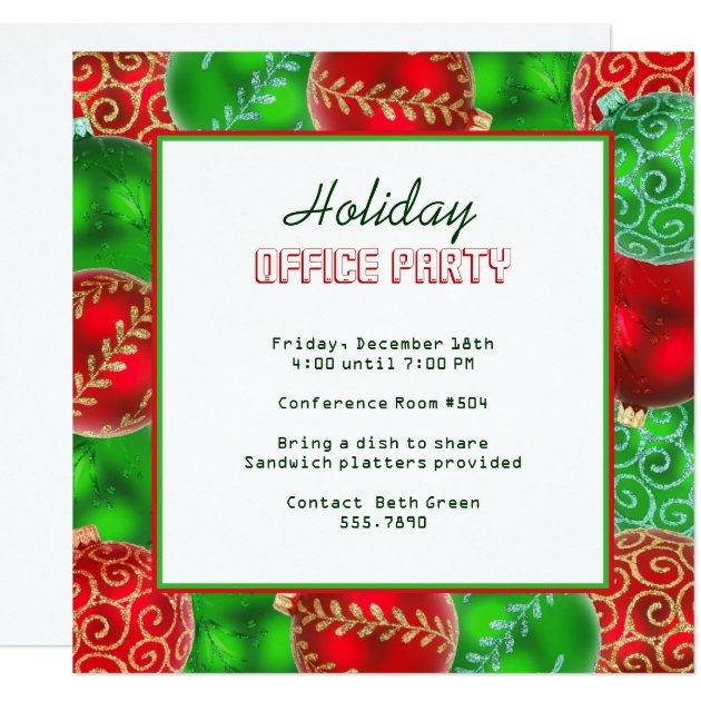 Christmas Holiday Office Party Invitations