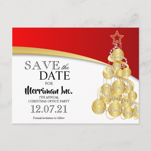 Christmas Holiday Office Party Save the Date Announcement Postcard