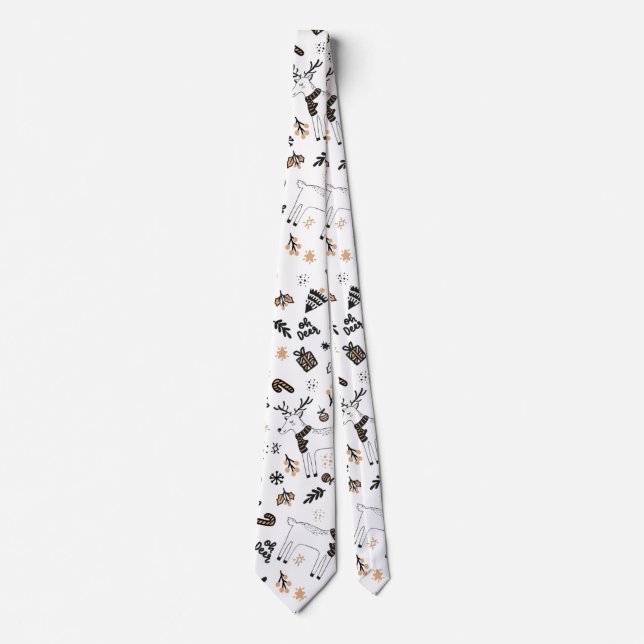 Christmas Holiday Oh Deer Reindeer SeamlessPattern Neck Tie (Front)