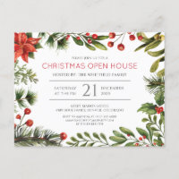 Christmas Holiday Open House Greenery Invitation Postcard