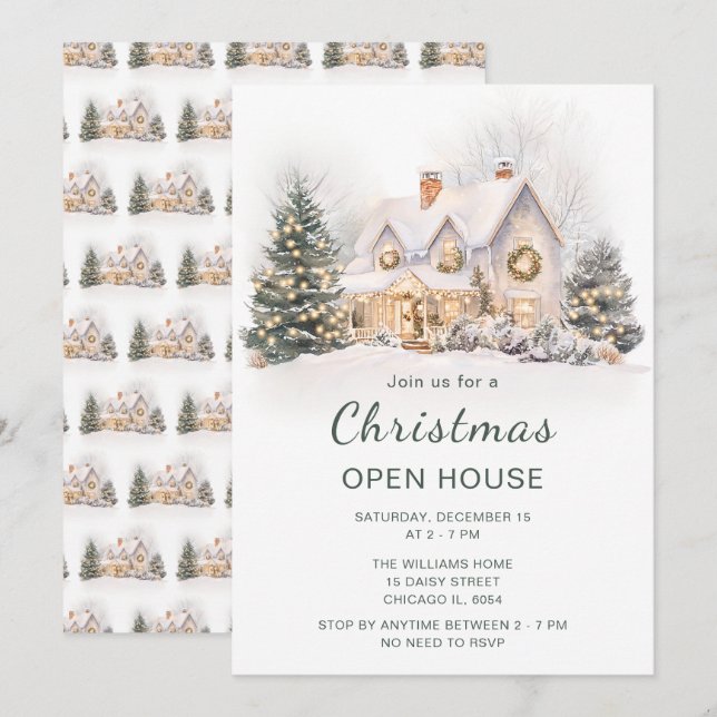 Christmas Holiday Open House Invitation (Front/Back)
