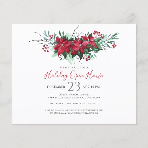 Christmas Holiday Open House Party Floral Budget Flyer