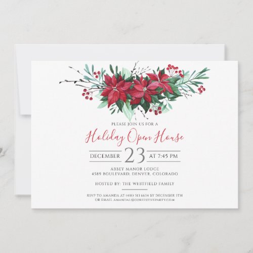 Christmas Holiday Open House Party Floral Invitation