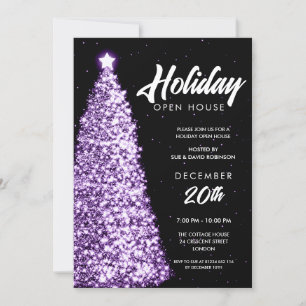 Christmas Holiday Open House Party Purple Invitation