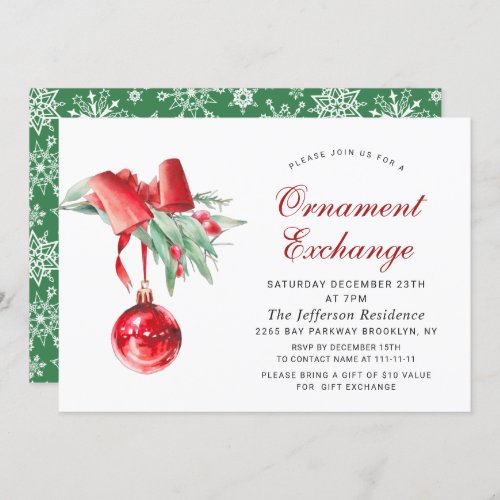 Christmas Holiday Ornament Exchange Party Invitation