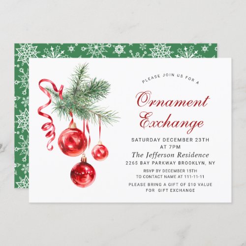 Christmas Holiday Ornament Exchange Party Invitation