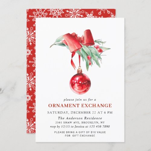 Christmas Holiday Ornament Exchange Party Invitation