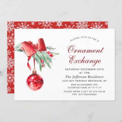 Christmas Holiday Ornament Exchange Party Invitation