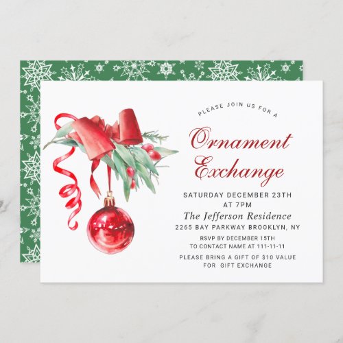 Christmas Holiday Ornament Exchange Party Invitation