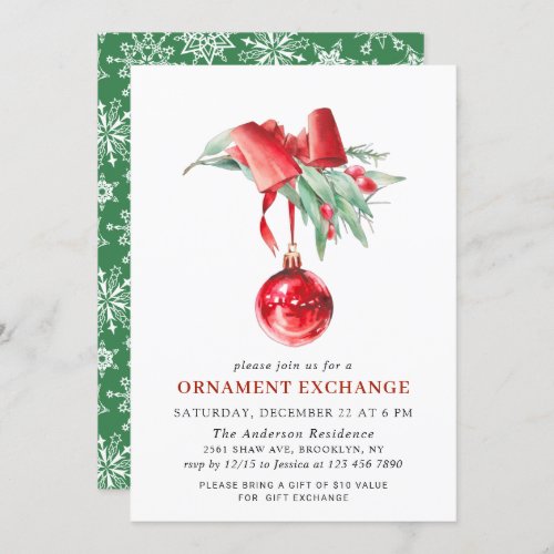 Christmas Holiday Ornament Exchange Party Invitation