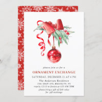 Christmas Holiday Ornament Exchange Party Invitation