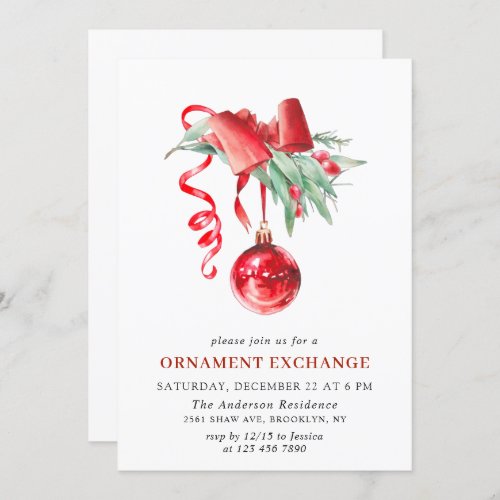Christmas Holiday Ornament Exchange Party Invitation