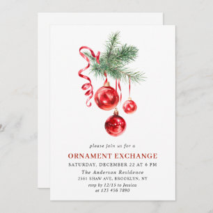 Christmas Holiday Ornament Exchange Party Invitation
