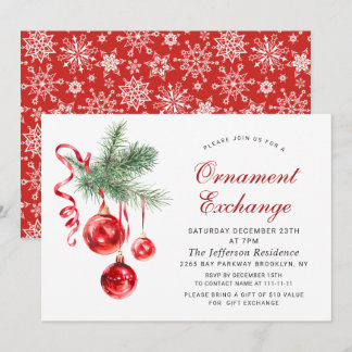 Christmas Holiday Ornament Exchange Party Invitation