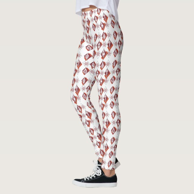 Christmas Holiday Ornament Scandinavian Snowflake  Leggings (Left)