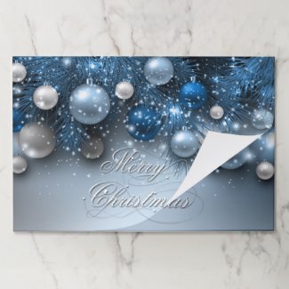 Christmas Holiday Ornaments Blue Placemat