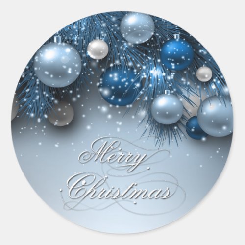 Christmas Holiday Ornaments _ Blues Classic Round Sticker